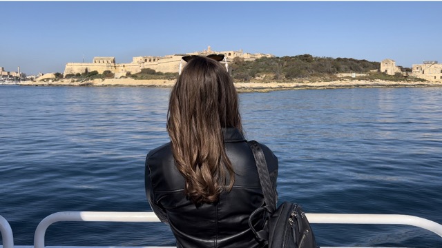 woman riding ferry 