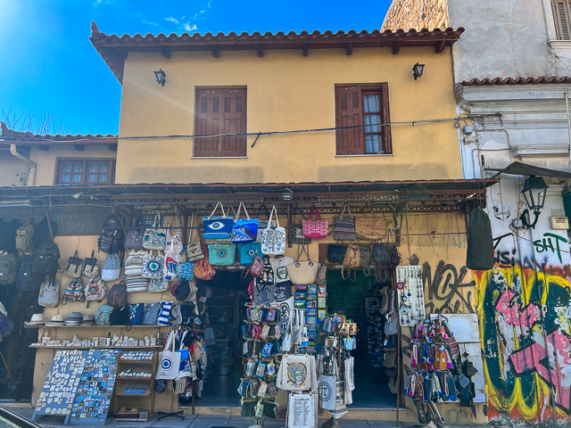 athens for digital nomads - souvenir store in plaka